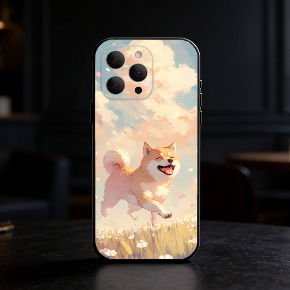 

Cute Shiba Inu Phone Case For iPhone 17,16,15,14,13,12,11 Plus,Pro,Max,Mini Silicone black Soft Cover iPhone16