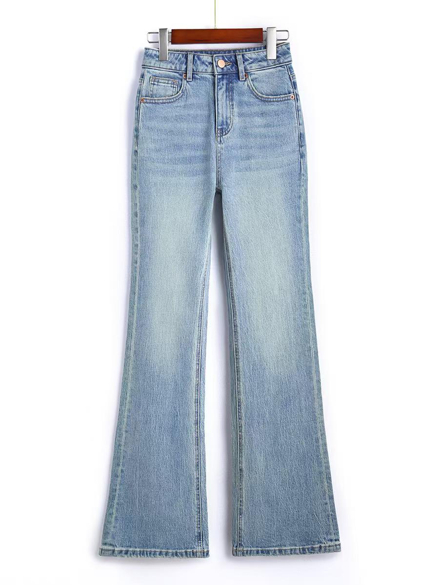Star Zhao Lusi Style Women s Micro Flare Jeans - Loose Fit, Straight Leg, Autumn Collection Small