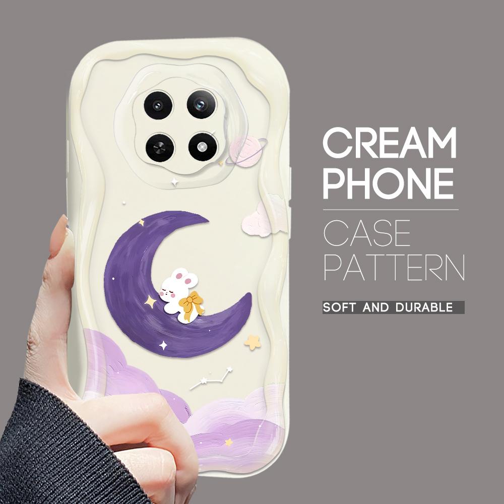 Carcasă cu textura cremă cu model de desene animate, cu margine ondulată, husă din silicon moale pentru telefon pentru OPPO Reno Realme OnePlus Vivo