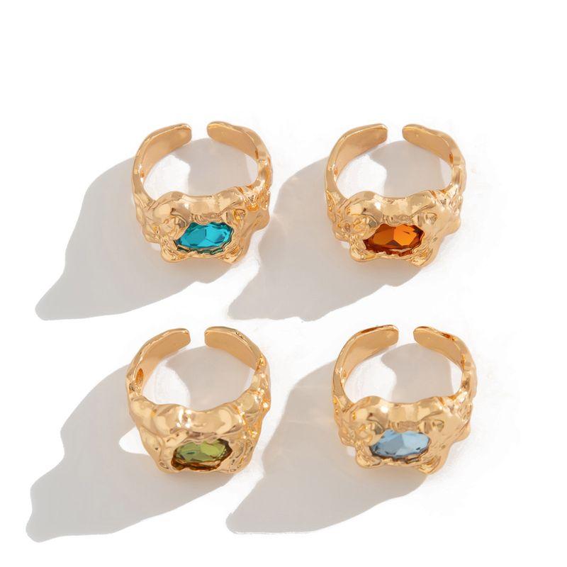 

4-Piece Set Asymmetrical Gemstone Ring Suit Fashion New Arrival Affordable Luxury Fashion Online Influencer Refined Trip Shoot Ornament Tide Light Gold