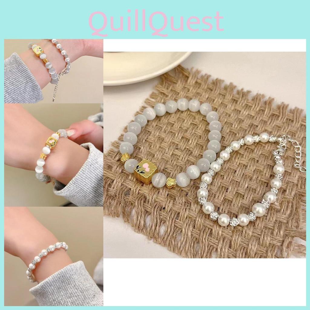 Cats Eye Gorgeous Stone Beaded Bracelet Highfashion Unisex Wrist Accessory