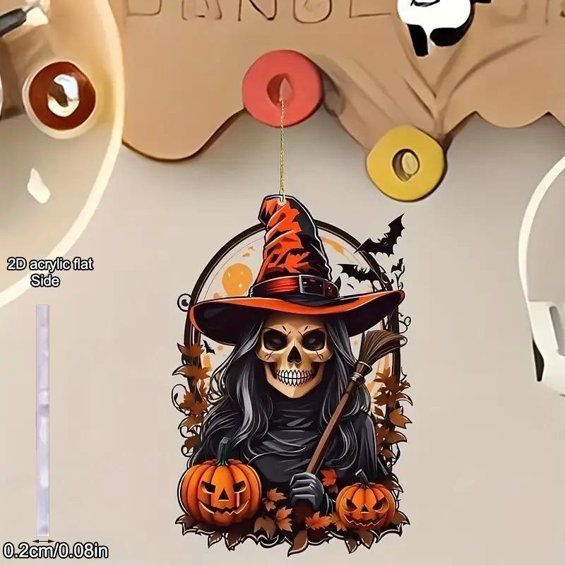 2D Flat Acrylic Halloween New Pumpkin Man Decoration Pendant, Bat, Car Rearview Mirror Pendant Party Decoration, Nurseries, Vintage Home Decor Wall