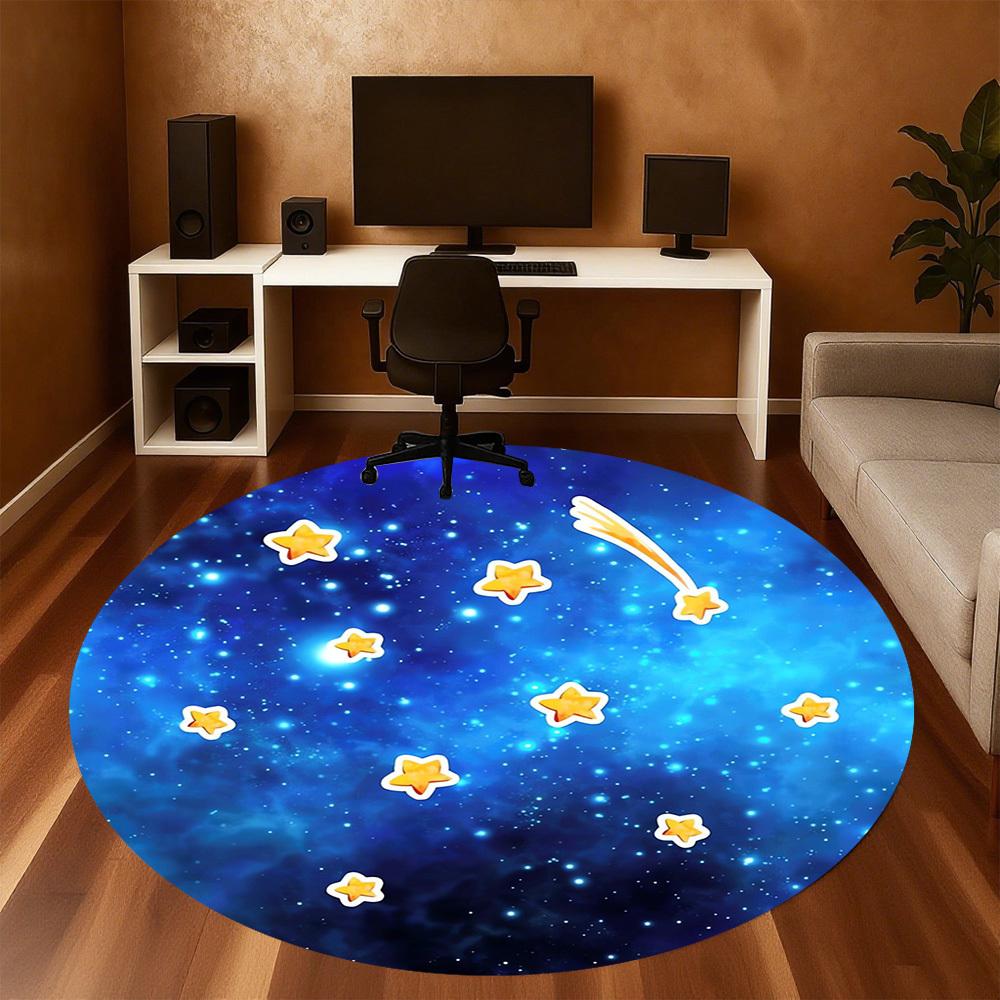 1pc Shooting Star Cosmic Round Chair Mat Area Rug - Non-Slip, Floor Mat for Office, Bedroom, Home Decor Christmas Gift P0811127