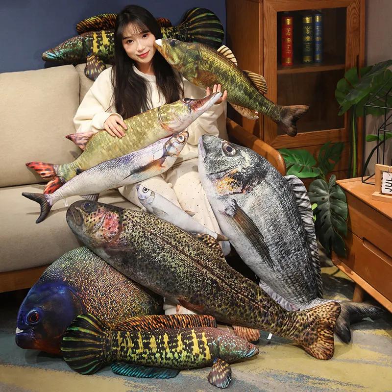 Simulation Funny Fish Plush Toys Giant Stuffed Soft Animal Carp Plush Pillow Creative Sleep Cushion for Kids Girls Xmas Gift