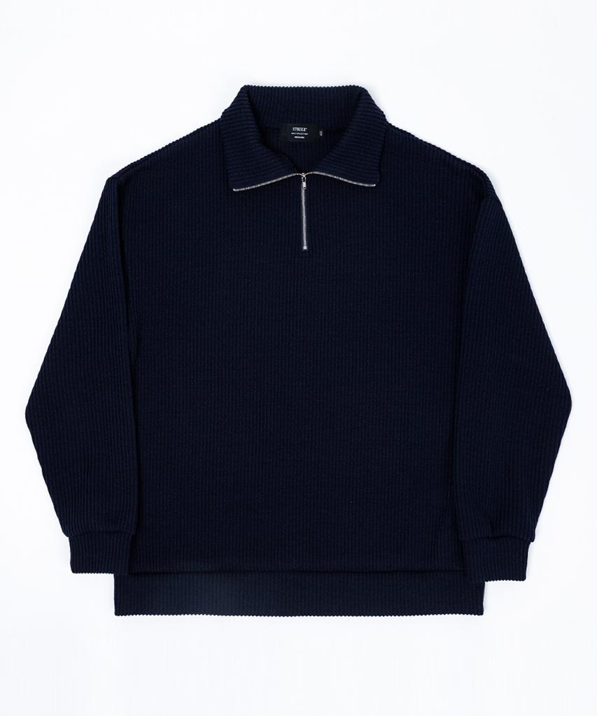 Seuteulaikeu Volume Rib Half Zipper Pullover (Navy)