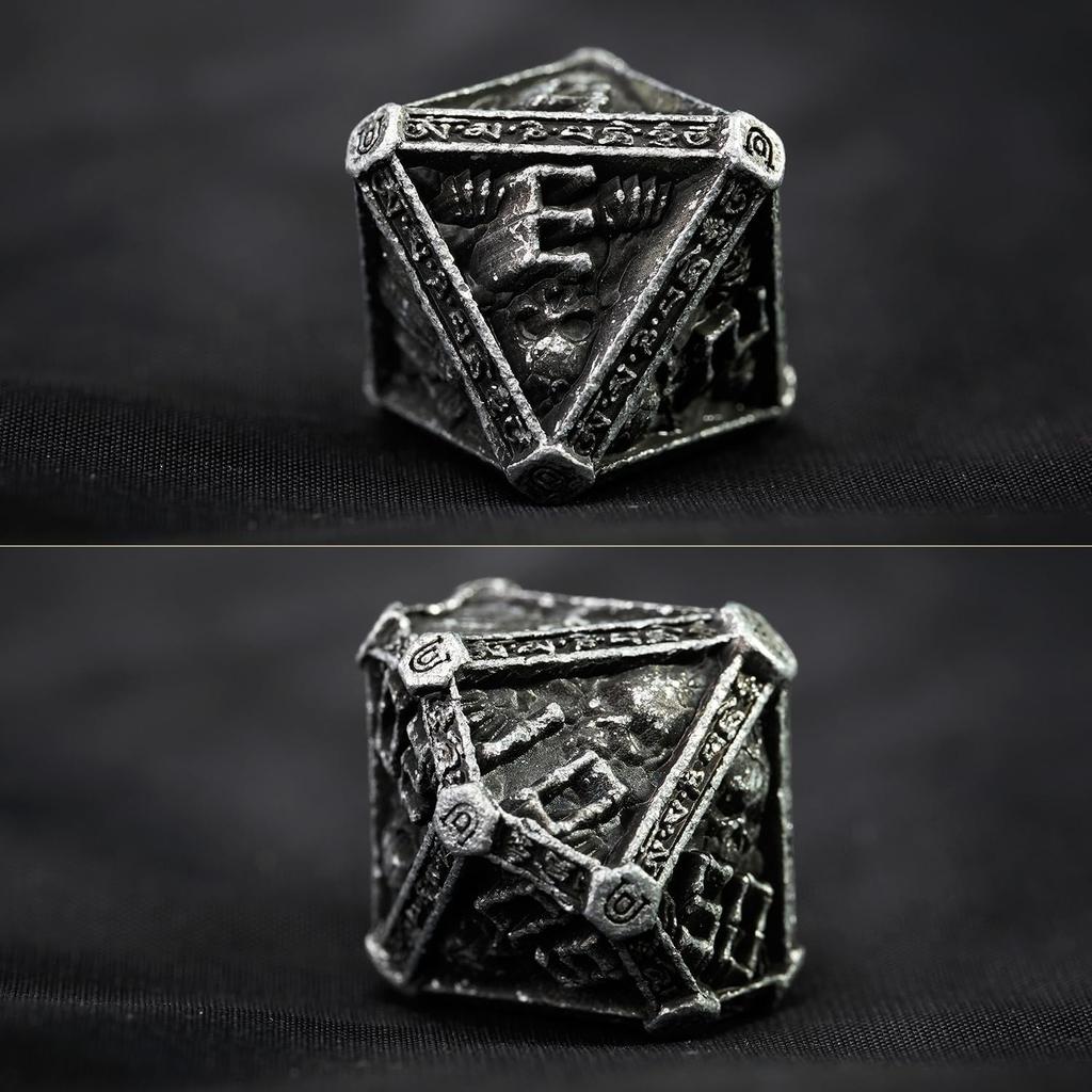 Mystery Skull Metal DND Dice Set for Dungeons and Dragons, Unique Magic RPG Role Playing Game Accessories Gifts