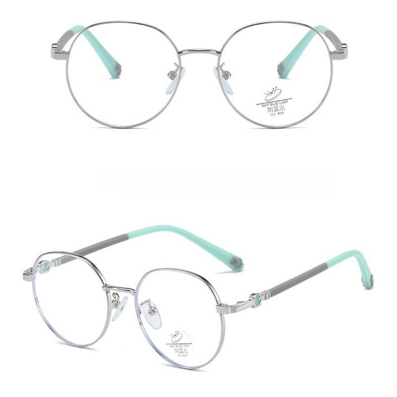 Anti-Blue Ray Kids Glasses Children Boy Girls Eyewear Ultra Light Round Metal Frame Computer Eye Protection Eyeglasses Spectacle