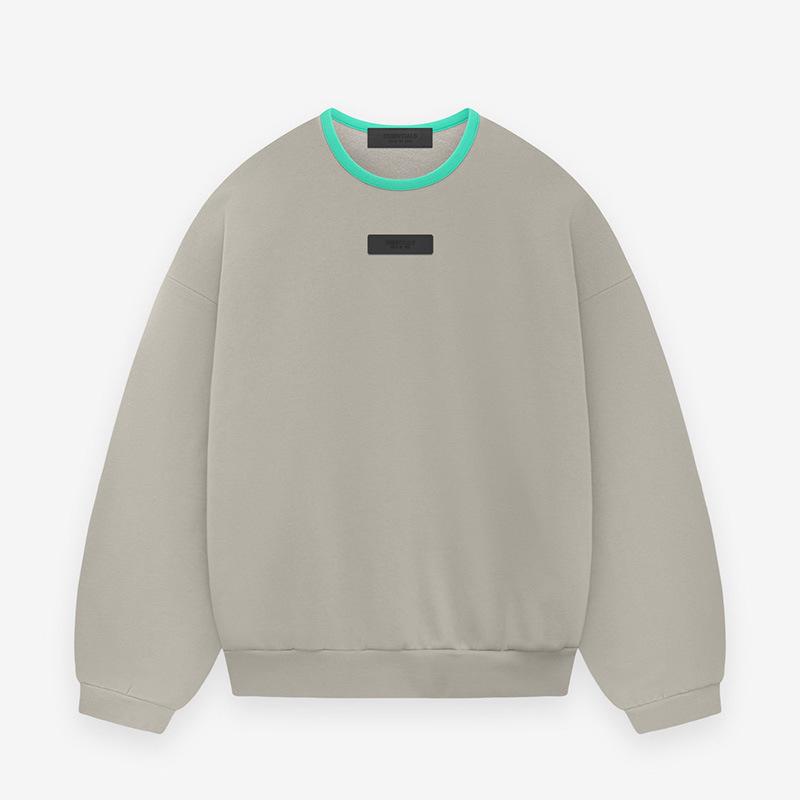 2024SS Velvet Round Neck Sweatshirt - Elastic Binding, Essentials Trendy Brand