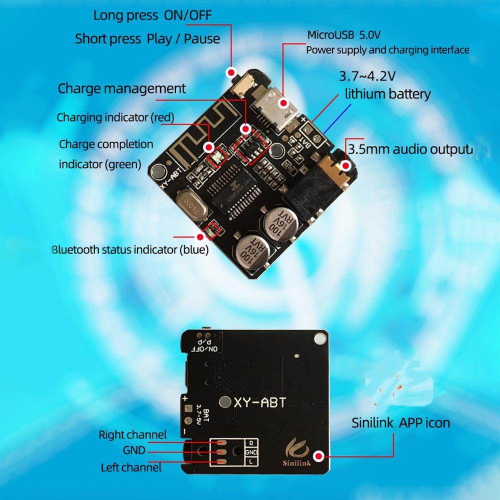 1.7-1V DIY Bluetooth 1.1 Audio Receiver Module MP1 Bluetooth Decoding Board With Microphone And Switch BT 1.1