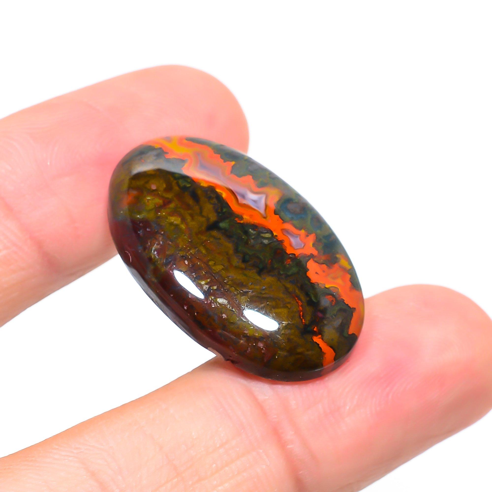 

Natural Seame Agate 2x3.1cm Cabochon Fine Loose Gemstone 33.15Cts. Z9J76 красный