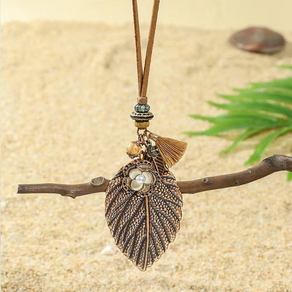 Damen Mode Türkis Muschel Anhänger Elegantes Stammes Halskette Brauner Anhänger Halsketten Schmuck