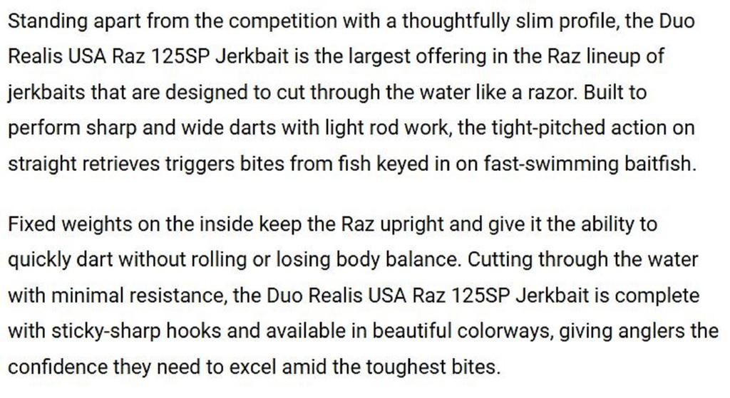 Duo Realis USA Raz Jerkbait 125SP Suspend Lure RUD3081 (5939)