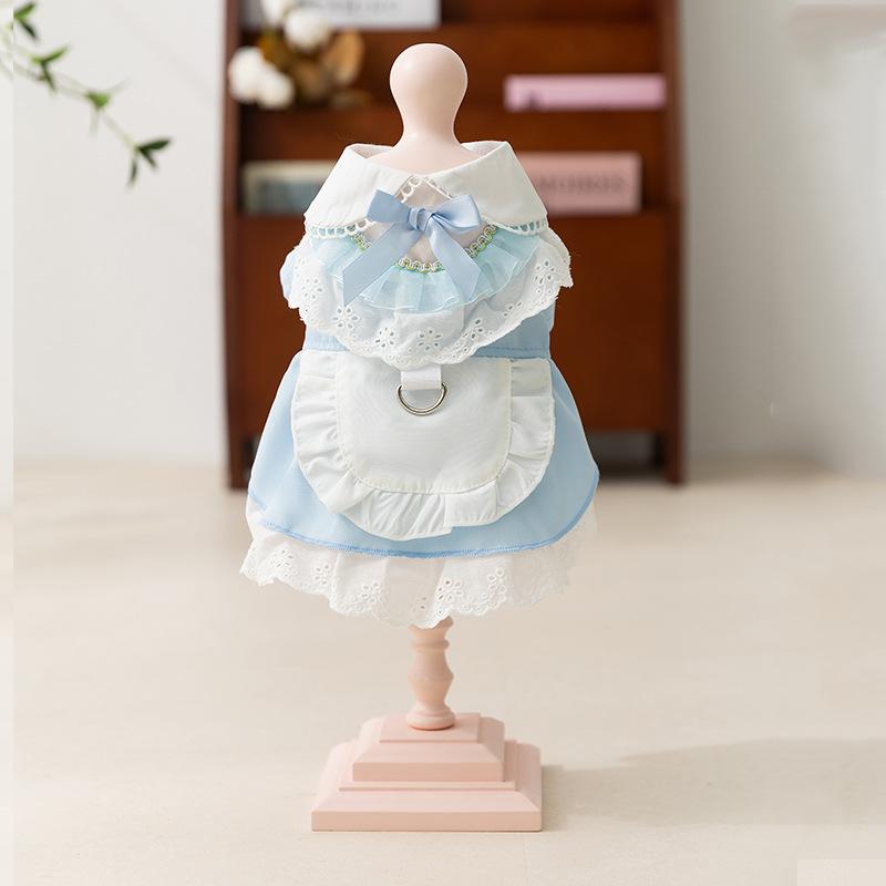 

Одежда для кошек весна и лето тонкая стиль академии JK податливое платье горничной синий кот котенок домашний кот одежда XL (recommended weight 12-7.5 kg) бонди синий