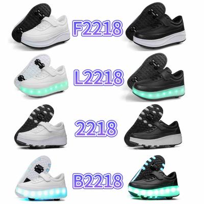 Nouvelles chaussures lumineuses chaussures à LED à charger modèle à quatre roues chaussures à roulettes chaussures à double roues, patins à roulettes peuvent être