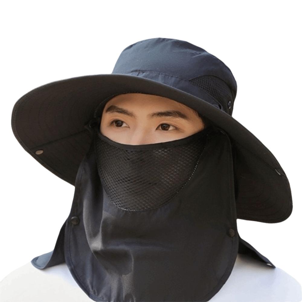 Windproof Neck Flap Bucket Hat Cooling Fan Hat for 3.7 V 500 mAh Lithium Battery Outdoor