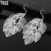 Boucles d'oreilles pendantes feuille ajourée multi-rangs en argent sterling 925 - Bijoux de banquet tendance