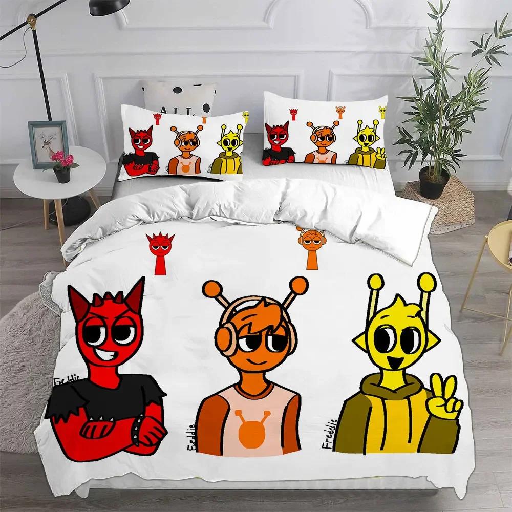 New 3d Print Game Sprunki Bedding Sets Bed Cover Comforter Duvet Cover Pillow Case 2-3 Pieces Sets Kids Adult Bedroom Decoration