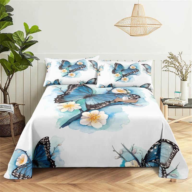 

Butterfly Bedding Sets Animal Bed Sheet Fashion Design Queen Dimension Size Flat Sheet Boys Girls Bed Sheet Kit Bed Sheets and Pillowcases 150X230cm(2Pcs)