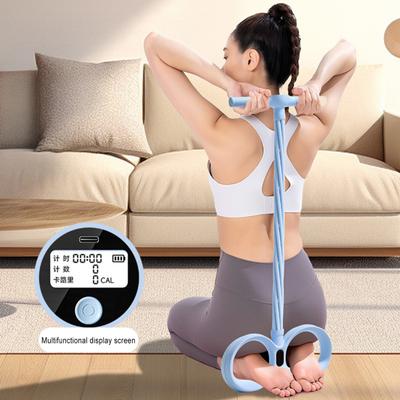 6-Schlauch Pedal Knöchelzieher Widerstandsband mit Zählergriff Elastisches Yoga Sit-up Zugseil Herren Damen Pedal Spanner Trainingsgerät