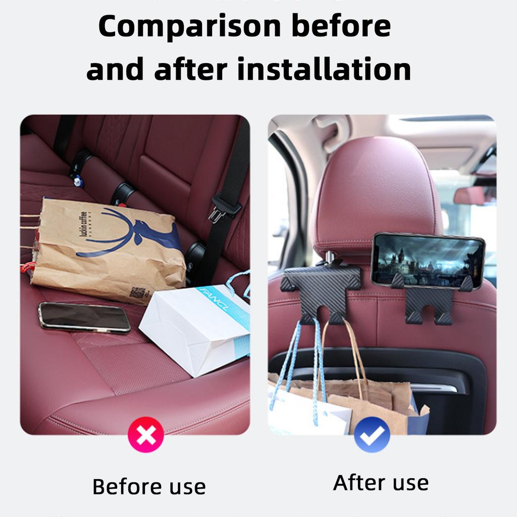 Car Headrest Seat Phone Stand Holder Universal Vehicle Storage Rack Organizer Bag Handbag Hook Clothes Hanger
