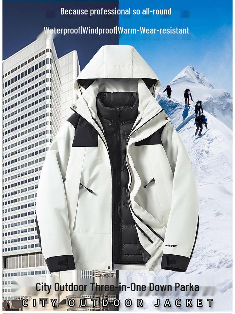 Teen Outdoor Colorblock 3-in-1 Waterproof Windbreaker with Detachable Hood