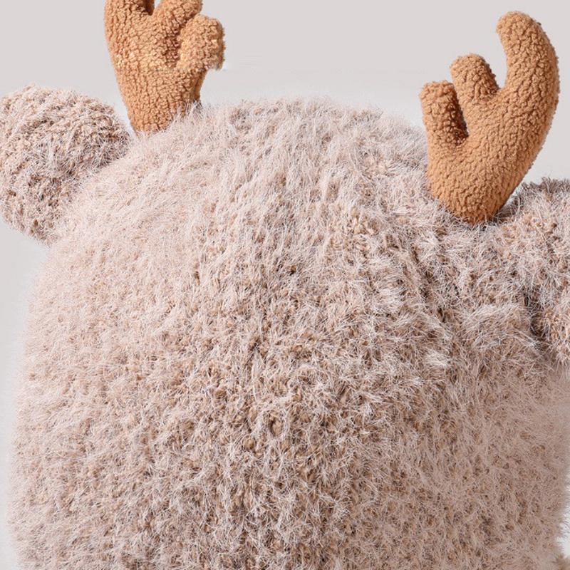 Zimowe poroże Gruba ochrona słuchu Czapka z dzianiny Świąteczna damska ciepła pluszowa czapka na zewnątrz