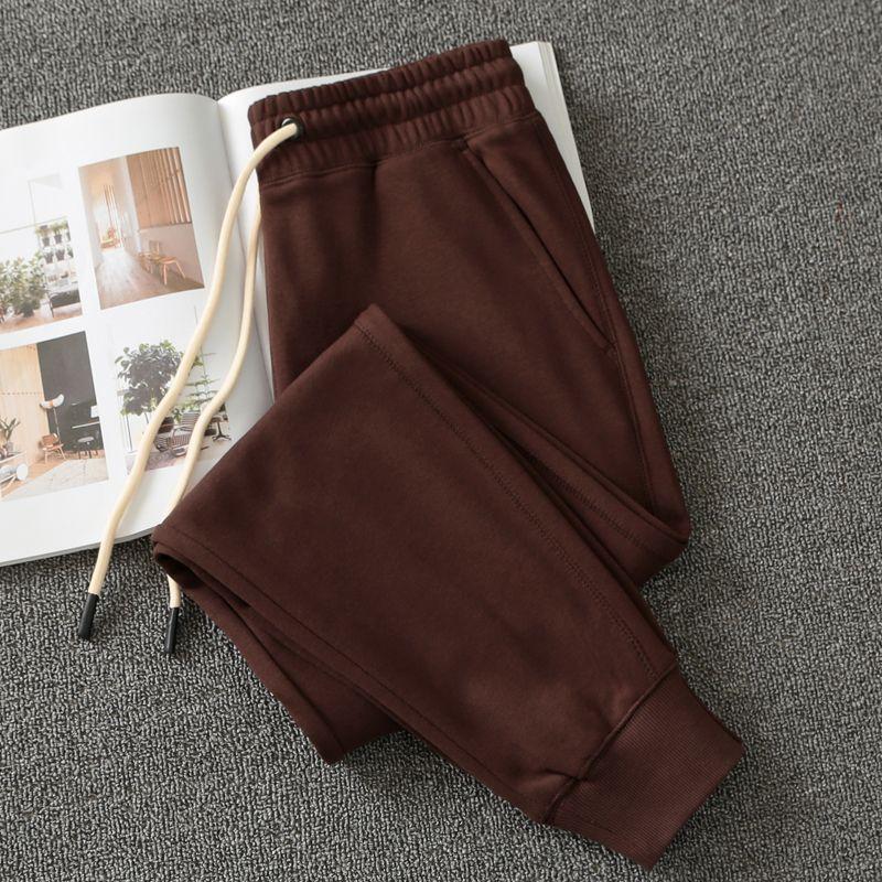 

All Cotton Dark Green Heavy Weight Casual Thickening Women s Pants Coffee(Spring and Autumn 320 grams) M-code pants