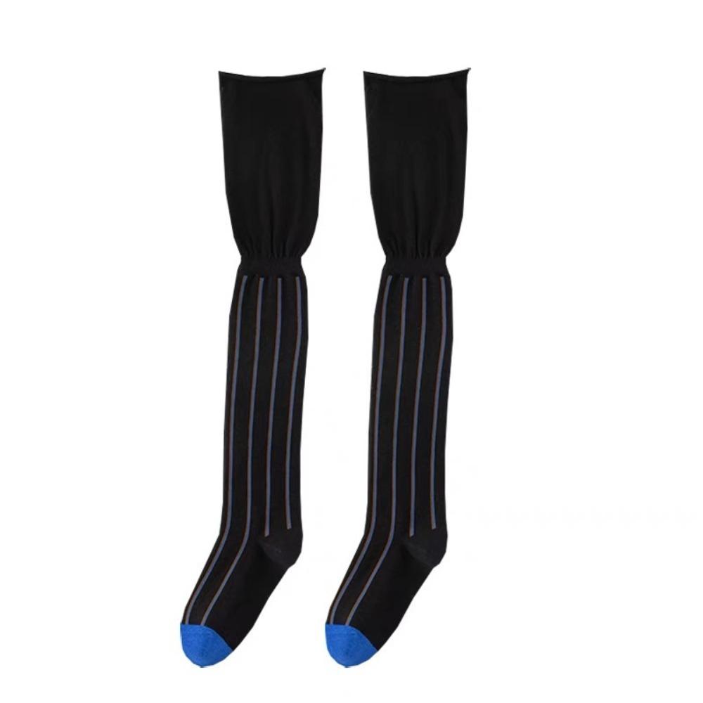

Vertical Stripes Over Knee Stockings Loose Mouth High Socks Fashionable Leggings Autumn/Winter чёрный
