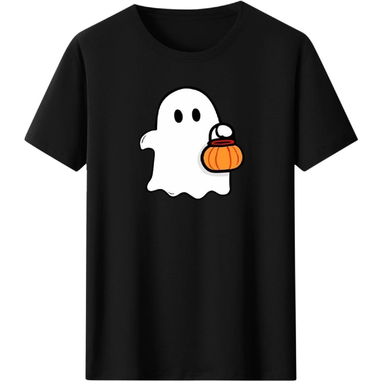 Womens Funny Ghost Graphic T Shirt Casual Short Sleeve Crewneck Blouse Cute Halloween Print Tee Tops(1) S