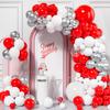 Rote Weiße Luftballons Girlande Metallisch Silber Konfetti Luftballonbogen Set Hochzeit Jubiläum Junggesellinnenabschied Geburtstag Party Dekoration