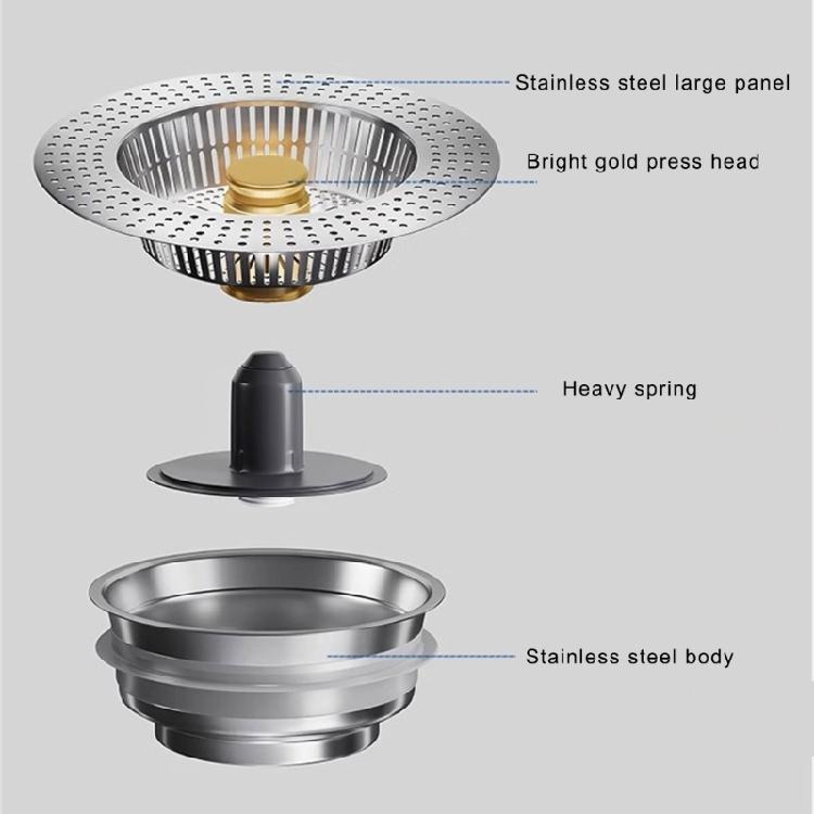 Kitchen Supplies Sink Strainer Stainless Steel Gold Accessory for Effective Waste Collection and Easy Cleaning