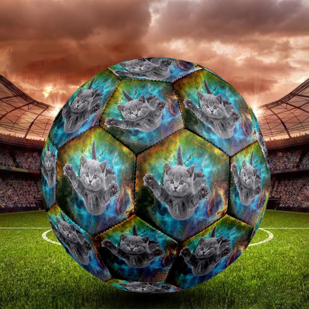 Galaxy Cat Dog Indoor Soccer Ball Size 5 Colorful All Ages Machine Stitched PVC Competition Ready Durable High-Bounce