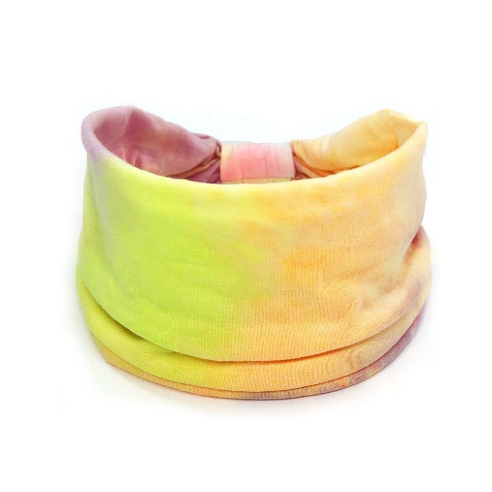 Colorful Tie Dye Headwrap Elastic Wide Headband Bowknot Turbans Cross Headband  Girls Ladies