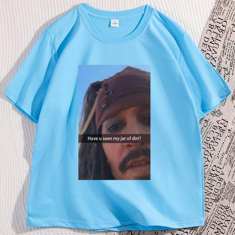 Divertente Maglietta Capitano Jack Sparrow Unisex Cotone Manica Corta Grafiche Umoristiche Girocollo Traspirante Ampi Top Alta Qualità