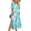 Ladies' Fashionable Summer Retro Floral Print Dress, Casual Beach Dress, Slender Vacation Dress