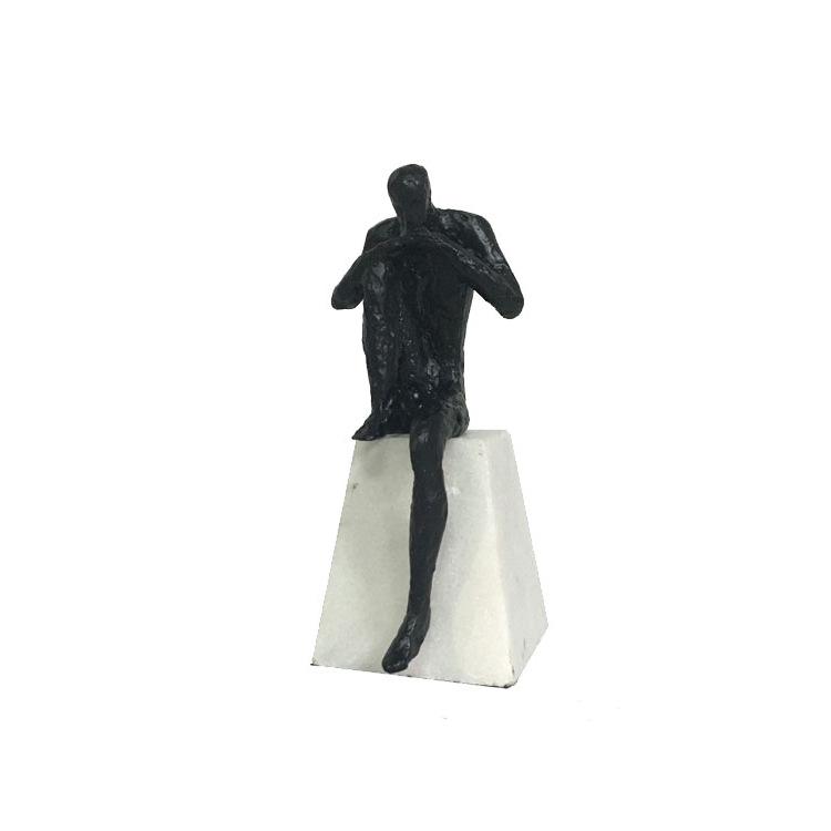 Creative Abstract Metal Human Sculpture Craft Irregular Thinker Statue Bar Cabinet Entryway Ornament Gift Indoor Decoration