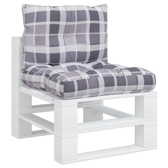 VidaXL Coussins de palette lot de 2 motif à carreaux gris tissu 360848