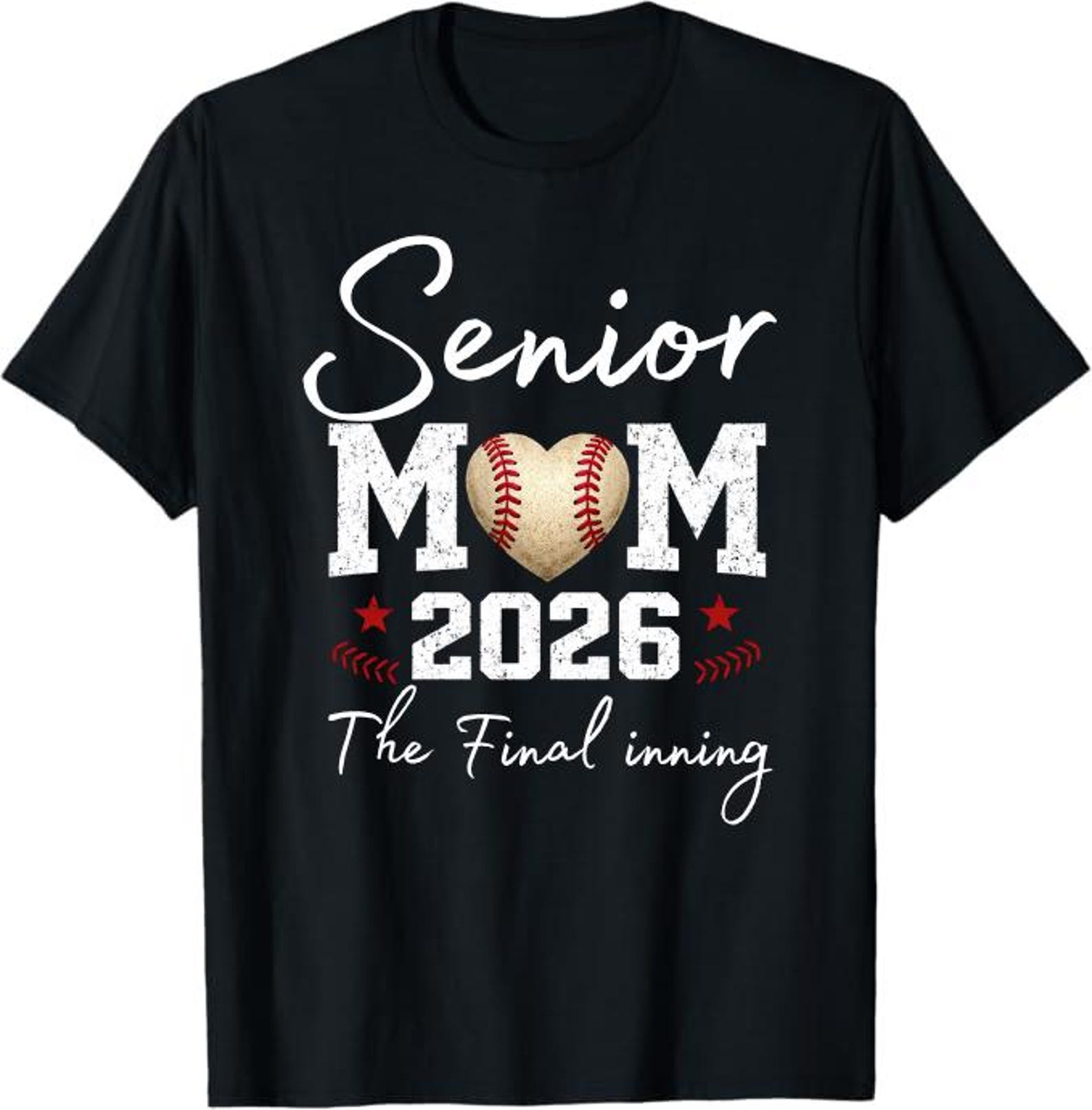Senior Mom Baseball Heart T-Shirt, Proud Senior Mom Baseball Gift, Baseball Mom Senior Season Graphic Tee 4XL