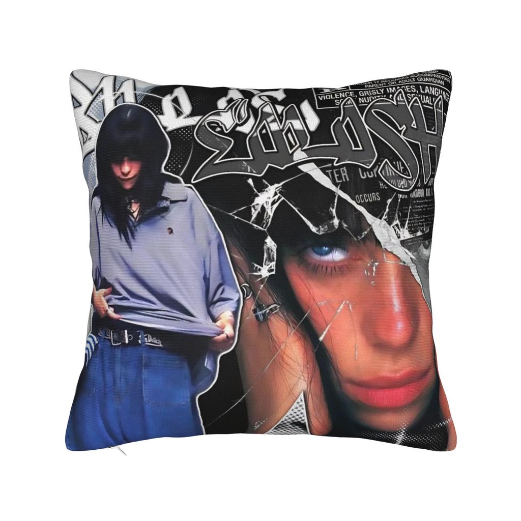 Billie Eilish Fan Merch Povlak na polštář Hit Me Hard & Soft Design alba Potah na polštář Oboustranně potištěný Pro hudební fanoušky Domácí dekorace