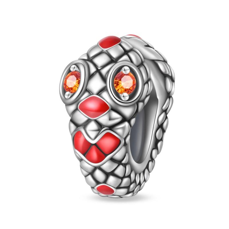 Copper Exquisite Tarot Cards Bracelet Pendants Blood Red Fire Snake Rose Charms Beads Diy Jewelry For Women