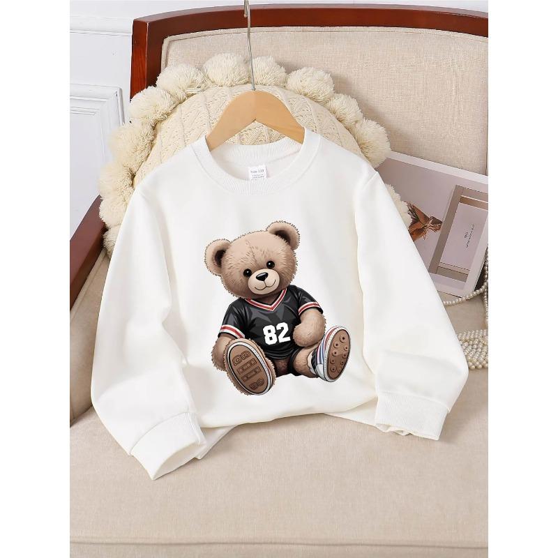 European Sizes Kids' Round-Neck Hoodie | Teddy Bear Football Jersey Number, , Sportswear and Casual Wear, Soft and Comfortable, Playful Design