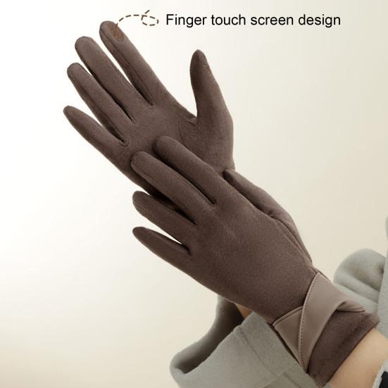 Women Suede Winter Gloves Touch Screen Thermal Gloves Plush Lining Warm Gloves for Travel Commuting Driving Dating