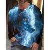 Herren Sommer Langarm 3D-gedrucktes Wolfsmuster T-Shirt Tops Herren Streetwear Kleidung Rundhals Grafik Langarm T-Shirt