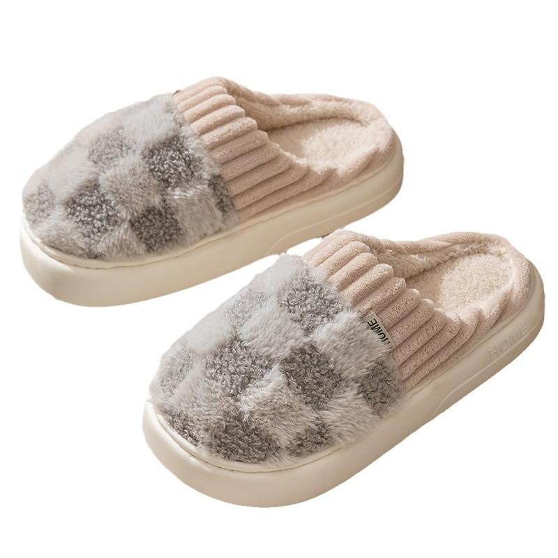 2025 new cotton slippers winter indoor home non-slip thick bottom piled warm home wool slippers