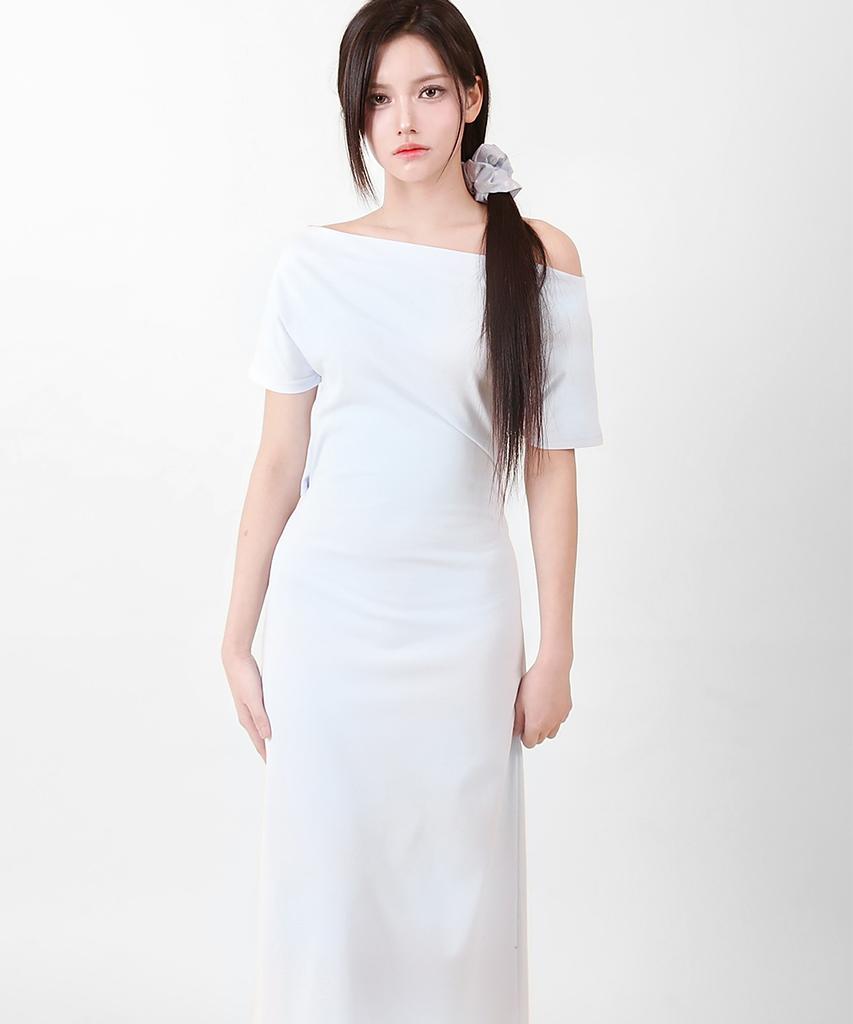 Kathrin Off-Shoulder Slit Long Dress Black