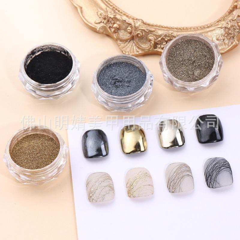 New Manicure Magic Mirror Powder Ins Metal Mirror Flour Light Gold Water Ripple Japanese Super Bright Nail Glitter