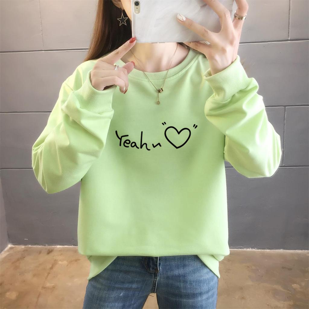 Autumn Light Sweatshirt Women, Printed Tops, Round-neck Plate-size Women's Coats