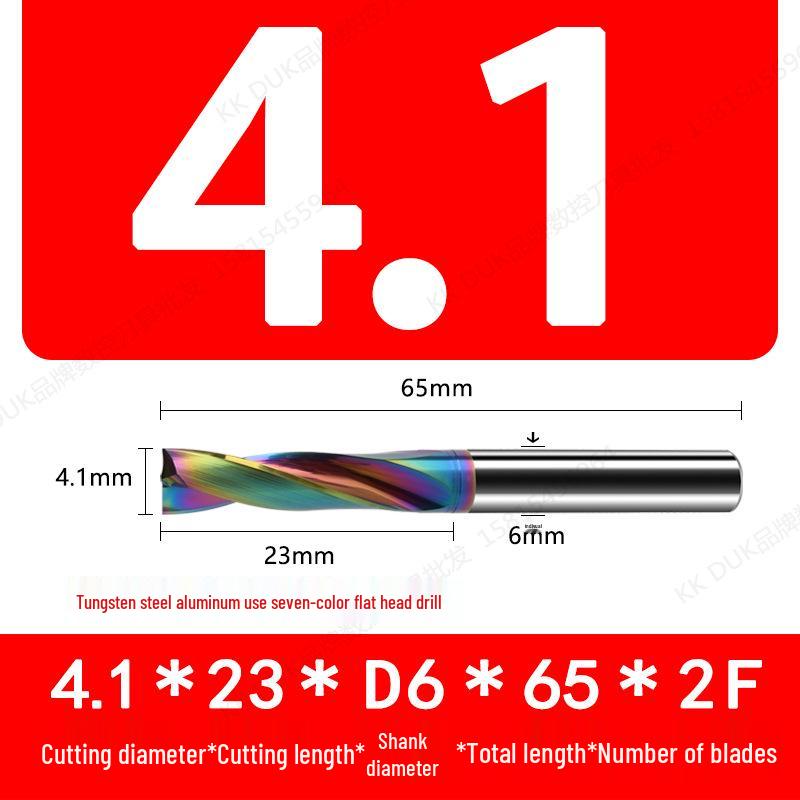 Tungsten Steel Flat Head Drill Bit for Aluminum, 180°, 4.1-6.0mm (0.1mm Intervals)