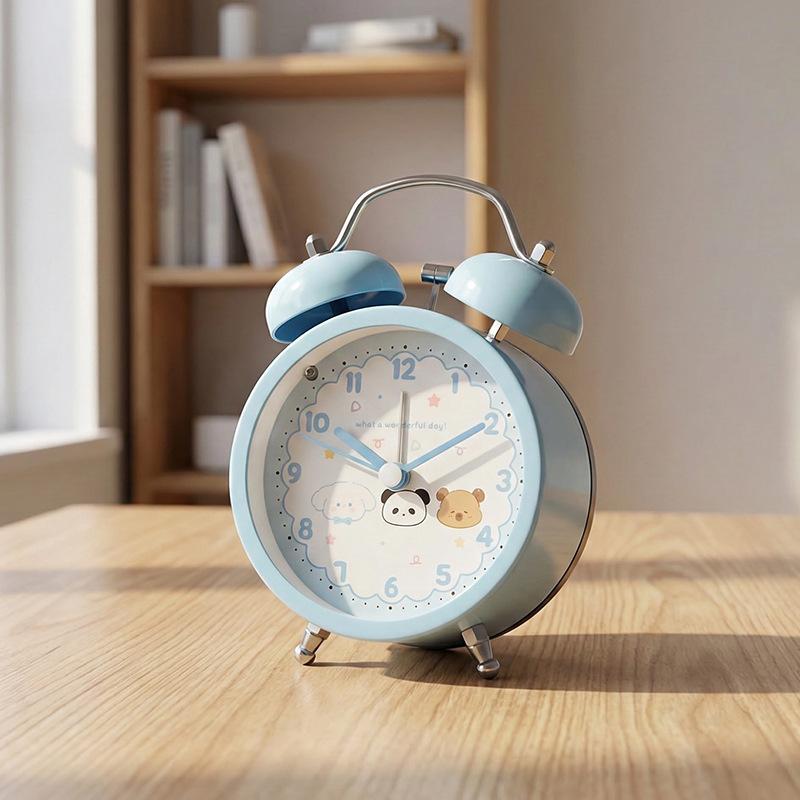 New desktop children's bell alarm clock to learn with cartoon classic metal mini small alarm clock desktop