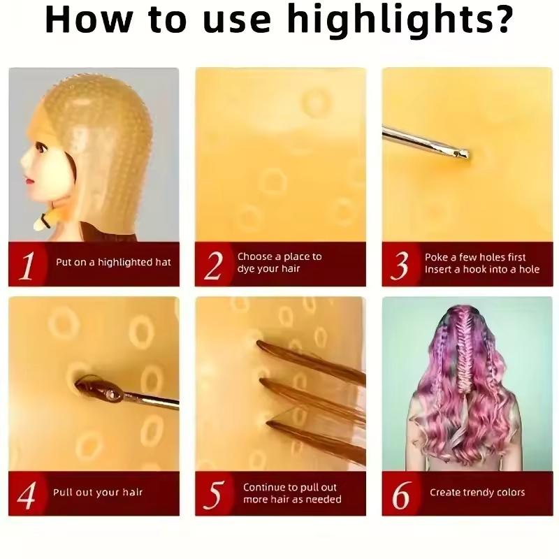 1set Professional Hair Coloring Kit Resuable Silicone Cap with Needle Hook Mixed Bowl Stirring Brush Salon Hair Beauty Tools